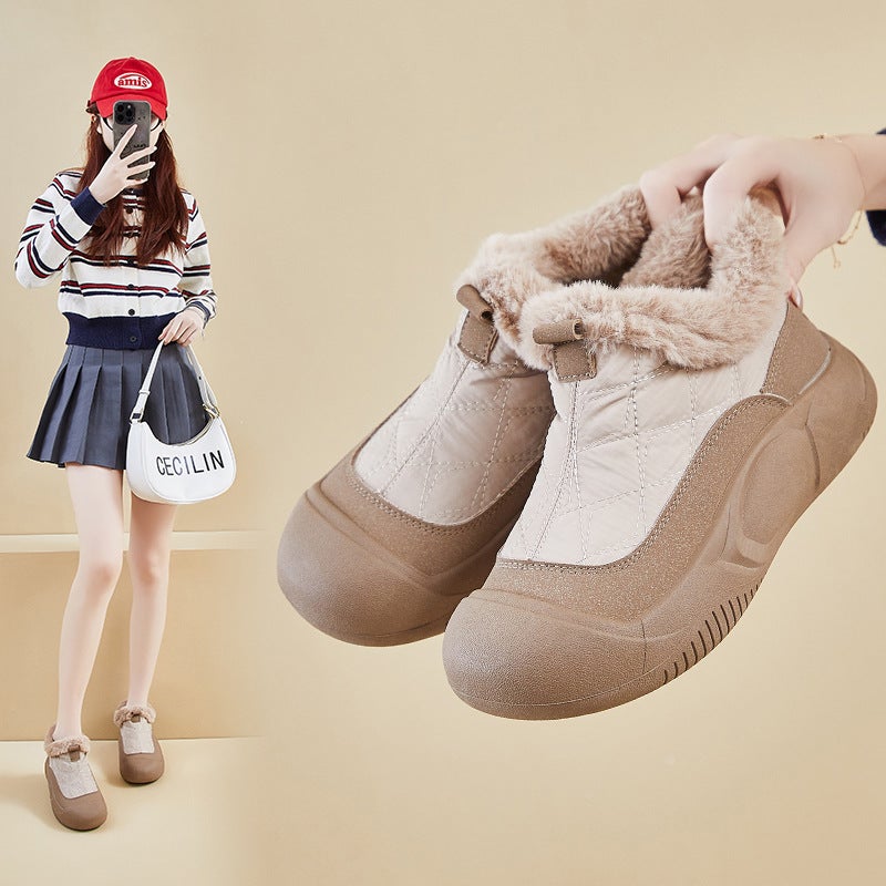 Fleece-Lined High-Top Snow Boots For Women, 2025 Winter New Style, Student Ins Korean Version, Warm, Casual, Thick-Soled, Height-Increasing Xfl35 - Image 2