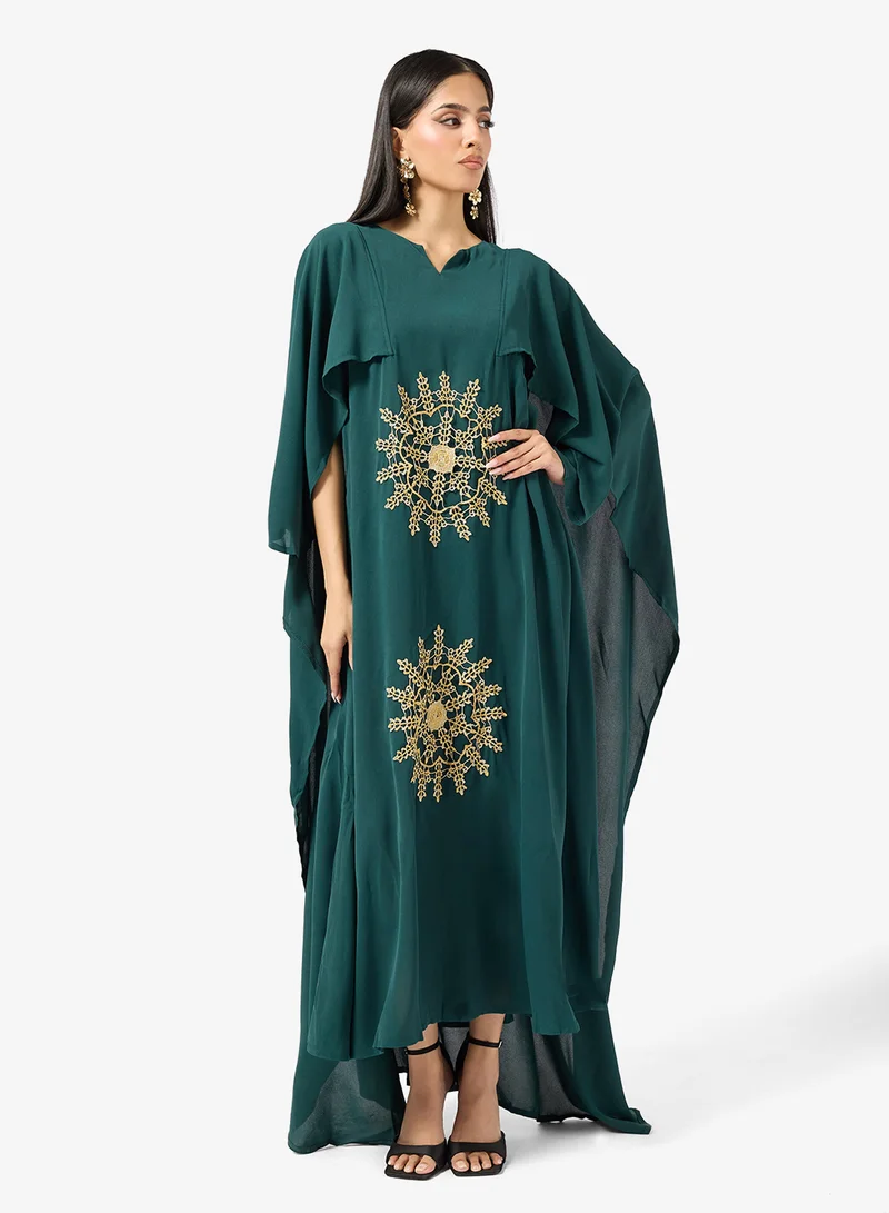 Khizana  Embroidered Kaftan With Cape for Women | Best Price UAE