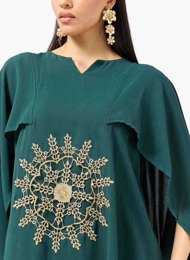 Khizana  Embroidered Kaftan With Cape for Women | Best Price UAE