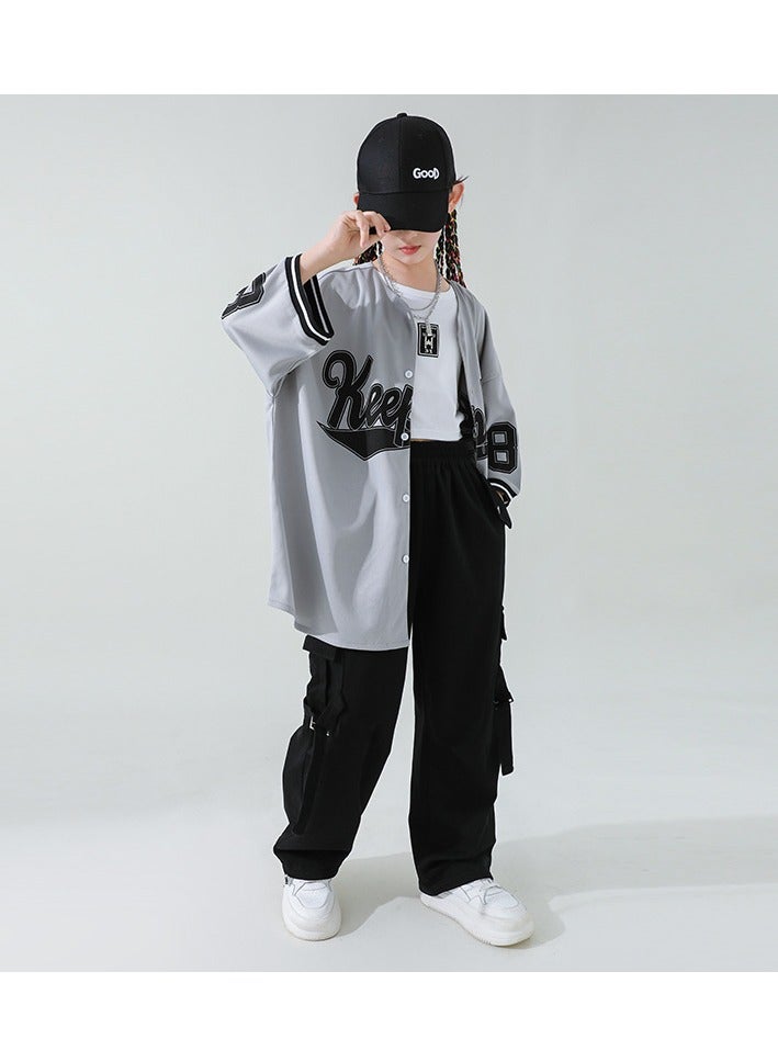 Kids Jazz Dance Costume Baseball Jacket Women's three-piece suit