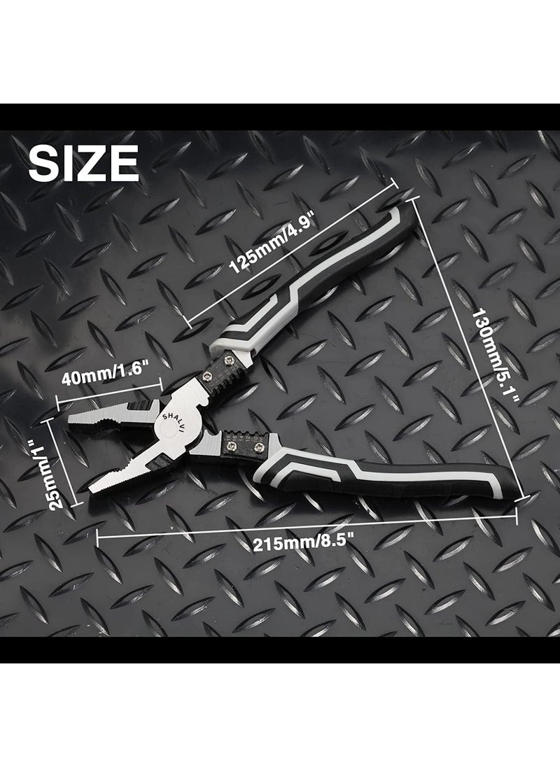 FEBLICH FEBLICH 5 In 1 Multipurpose Lineman PlierCutting Plier With Gripping Wire Cutter Wrench Crimping Tool Wire Cutter Plier And Wire Stripper Chrome Vanadium Forged Steel Silver  - Image 5