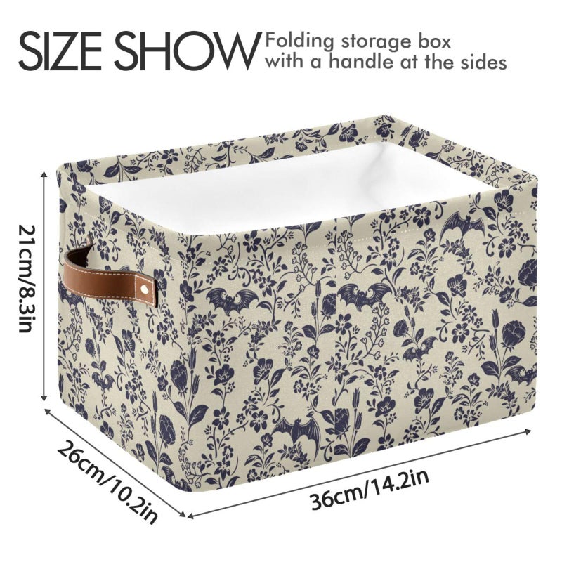 XUWU Storage Basket Bin Goth Bats Organizer Collapsible Shelf Basket Cube with Handle for Nursery Bedroom Bathroom - Image 3