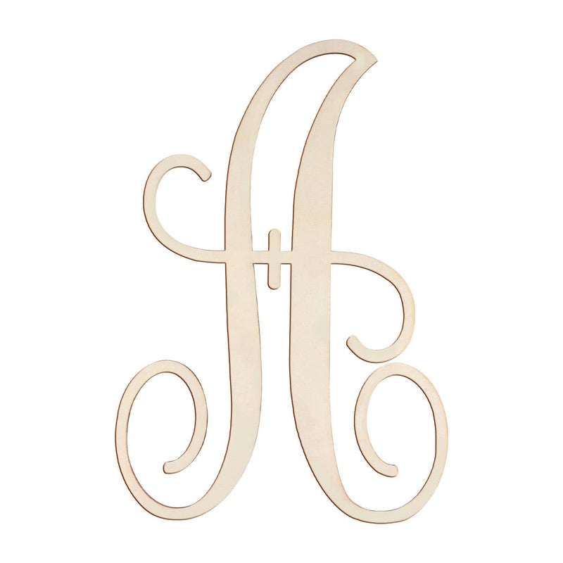 Focal20 Cursive Wooden Letters A for Wall Decor 14 Inch Large Wooden Letters Unfinished Monogram Wood Letter Crafts Alphabet Sign Cutouts for DIY Painting Door Hanger A
