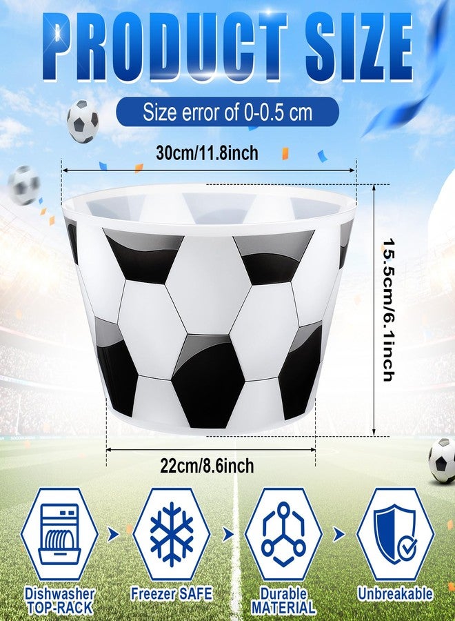 Reallnaive 2 Packs Sports Event Party Plastic Bowls 13" Snack Reusable Tableware Candy Bowl Snack Fruit Candy Holder for Party Supplies Table Decor (2 Pcs,Soccer) - Image 2