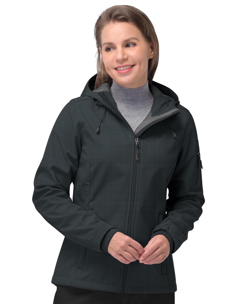 33000ft Womens Softshell Jacket Fleece Lined Warm Jacket Light Hooded Windproof Coat for Outdoor Hiking