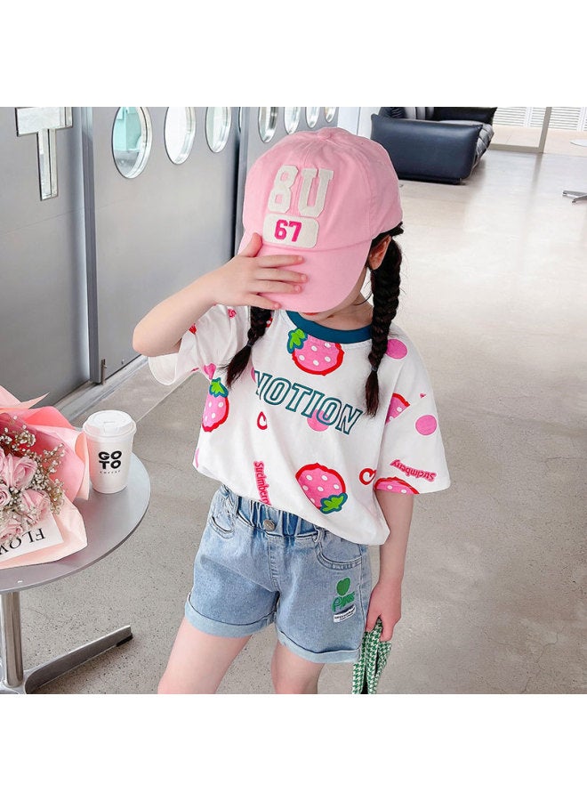 Summer New Children's T-shirt Children's Cute Strawberry Casual All-match Shirt Short Sleeve T-shirt Thin Fashion