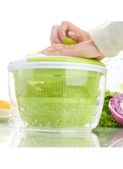 Salad Spinner Large 4.26L Capacity with Clear Serving Bowl, Colander Basket, Smart-Lock lid, Easy Drain System, Non-Slip Base, Washes, Dries & Dresses Lettuce, Herbs, Vegetables & Fruit