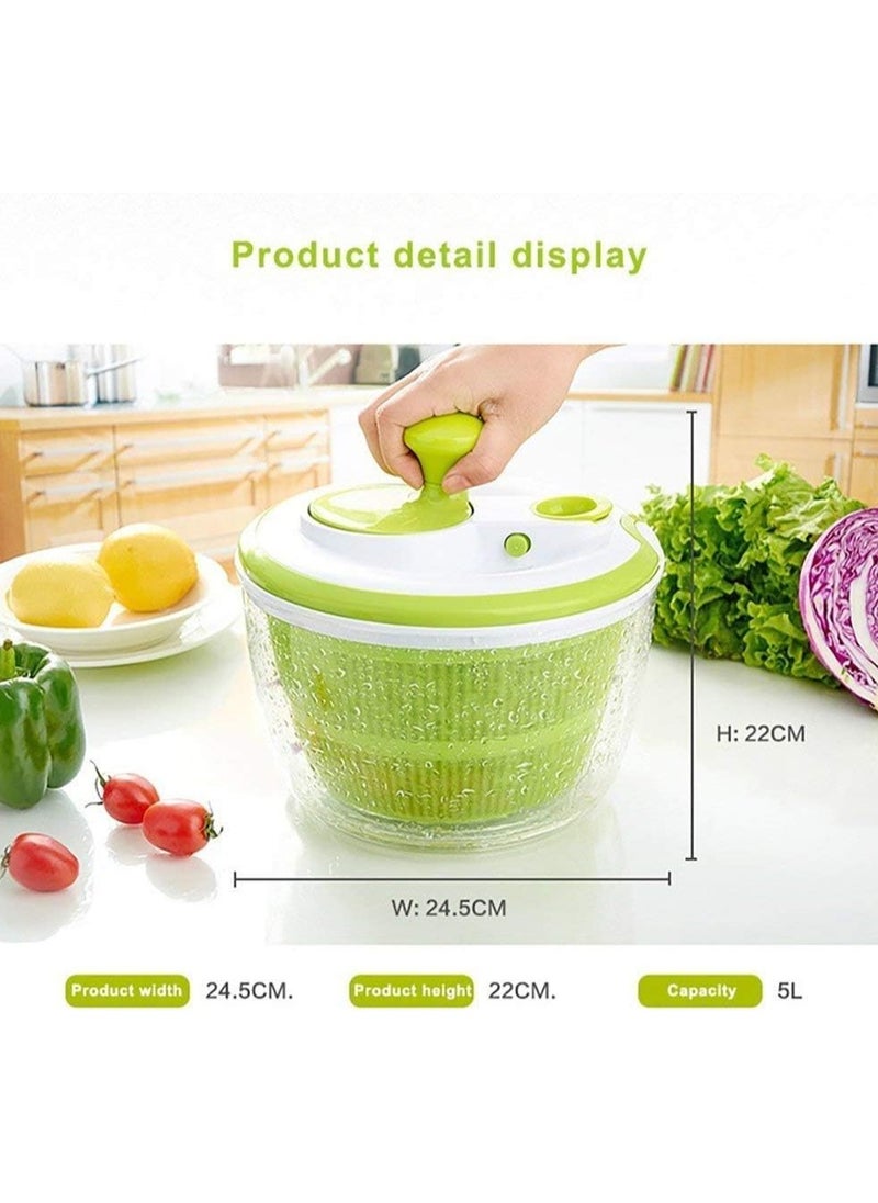 Generic - Salad Spinner Large 4.26L Capacity with Clear Serving Bowl, Colander Basket, Smart-Lock lid, Easy Drain System, Non-Slip Base, Washes, Dries & Dresses Lettuce, Herbs, Vegetables & Fruit - Image 1