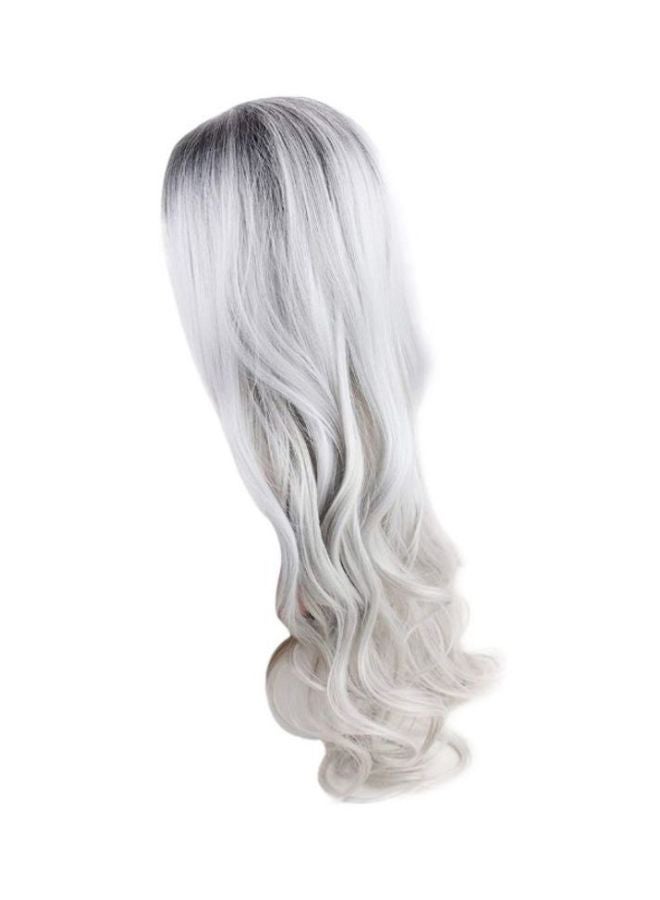 Voberry Long Curly Synthetic Wig Grey 20x20x3cm - Image 2