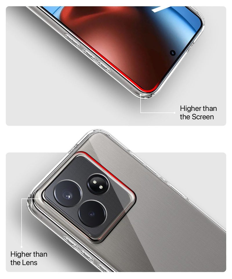 WOW IMAGINE Transparent Back Cover Case for Realme GT 7 5G | Realme GT 7T 5G | Raised Bumps for Full Device & Camera Protection Shockproof TPU Silicone Back Case Mobile Cover – Transparent - Image 5