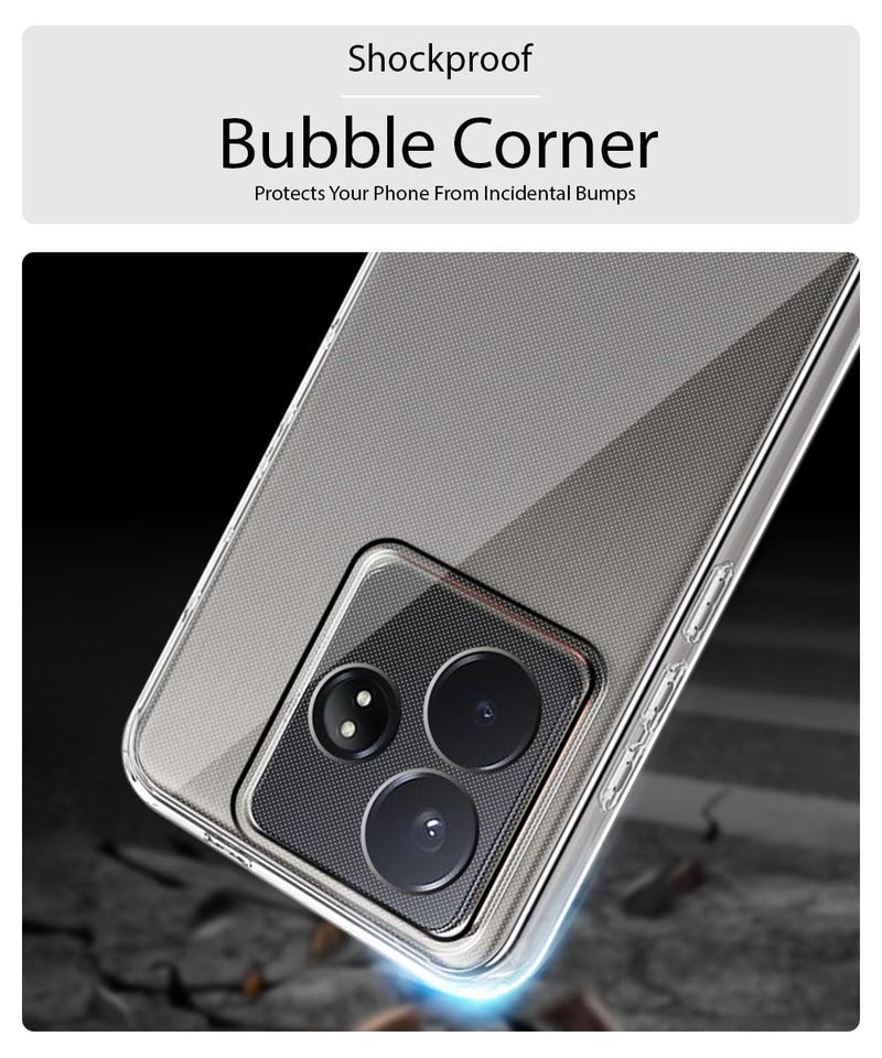 WOW IMAGINE Transparent Back Cover Case for Realme GT 7 5G | Realme GT 7T 5G | Raised Bumps for Full Device & Camera Protection Shockproof TPU Silicone Back Case Mobile Cover – Transparent - Image 4