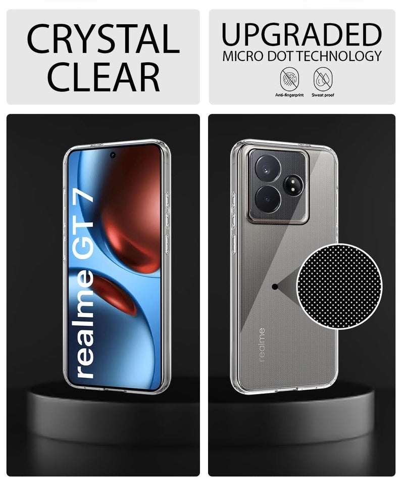 WOW IMAGINE Transparent Back Cover Case for Realme GT 7 5G | Realme GT 7T 5G | Raised Bumps for Full Device & Camera Protection Shockproof TPU Silicone Back Case Mobile Cover – Transparent - Image 3