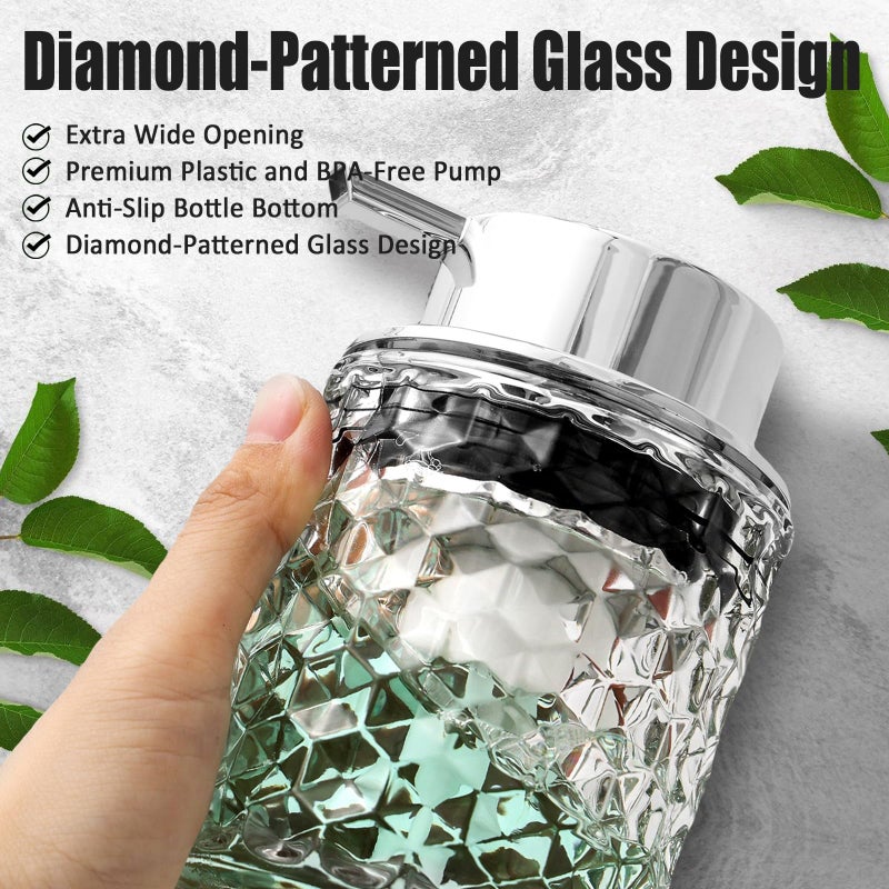 Malachi Foaming Hand Soap Dispenser, Refillable Clear Glass Pump Bottles for Liquid or Lotion, Modern Foam Dispenser for Bathroom, Kitchen, Commercial - Image 4