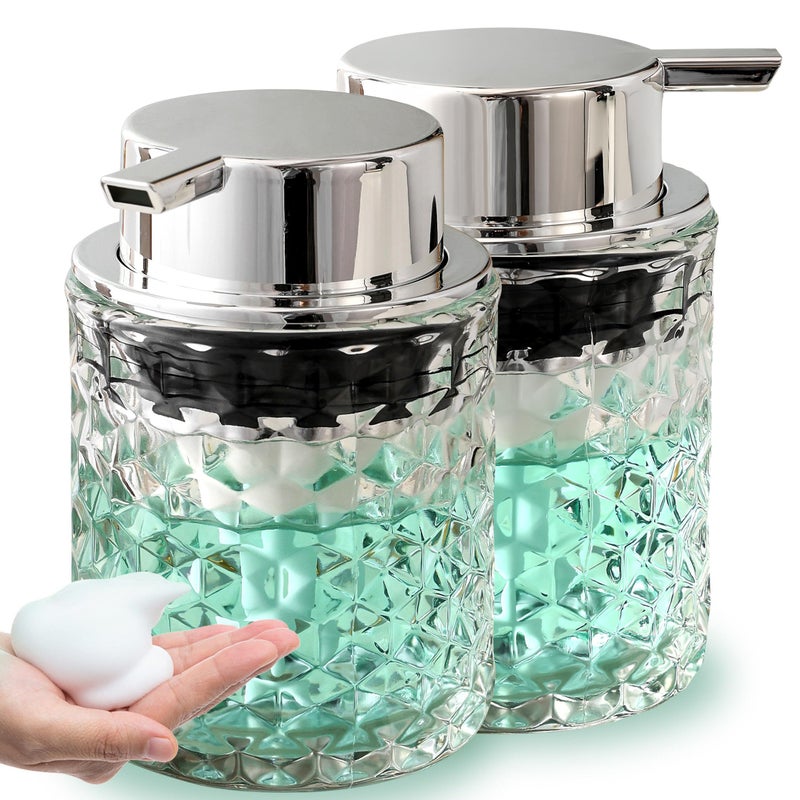 Malachi Foaming Hand Soap Dispenser, Refillable Clear Glass Pump Bottles for Liquid or Lotion, Modern Foam Dispenser for Bathroom, Kitchen, Commercial - Image 1