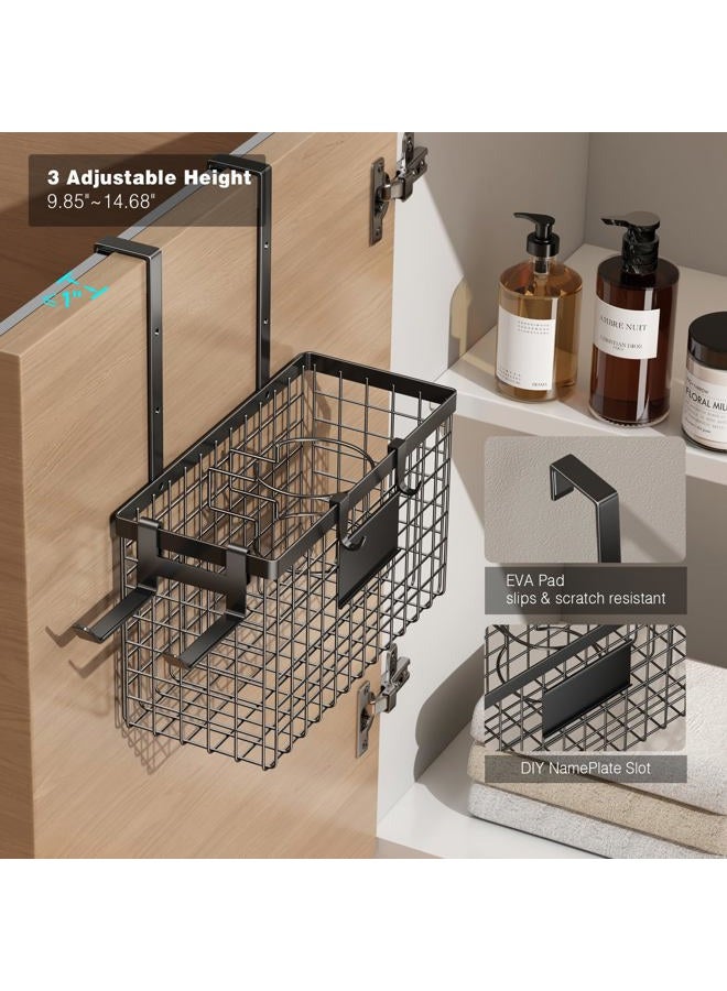 Voldra 2 Pack Hair Dryer Holder Cabinet Door, Adhesive Hair Tool Organizer Wall Mount Adjustable Height Blow Dryer Holder Under Sink for Flat Curling Iron, Hair Straightener Brush(Black) - Image 5