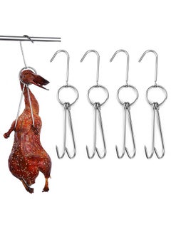 NUOMI NUOMI 4 Pcs Stainless Steel Meat Hooks with Double Hook Poultry Roast Duck Bacon Hanging Hook Grill Hanger for Drying, Cooking, BBQ, S-9.6 ”,Cooking Utensils, Namely, Grills  - Image 1