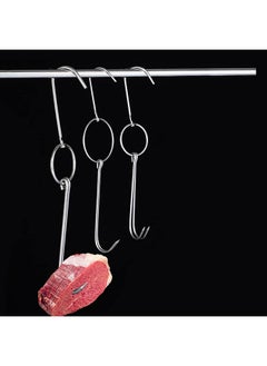 NUOMI NUOMI 4 Pcs Stainless Steel Meat Hooks with Double Hook Poultry Roast Duck Bacon Hanging Hook Grill Hanger for Drying, Cooking, BBQ, S-9.6 ”,Cooking Utensils, Namely, Grills  - Image 4