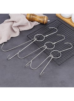NUOMI NUOMI 4 Pcs Stainless Steel Meat Hooks with Double Hook Poultry Roast Duck Bacon Hanging Hook Grill Hanger for Drying, Cooking, BBQ, S-9.6 ”,Cooking Utensils, Namely, Grills  - Image 5