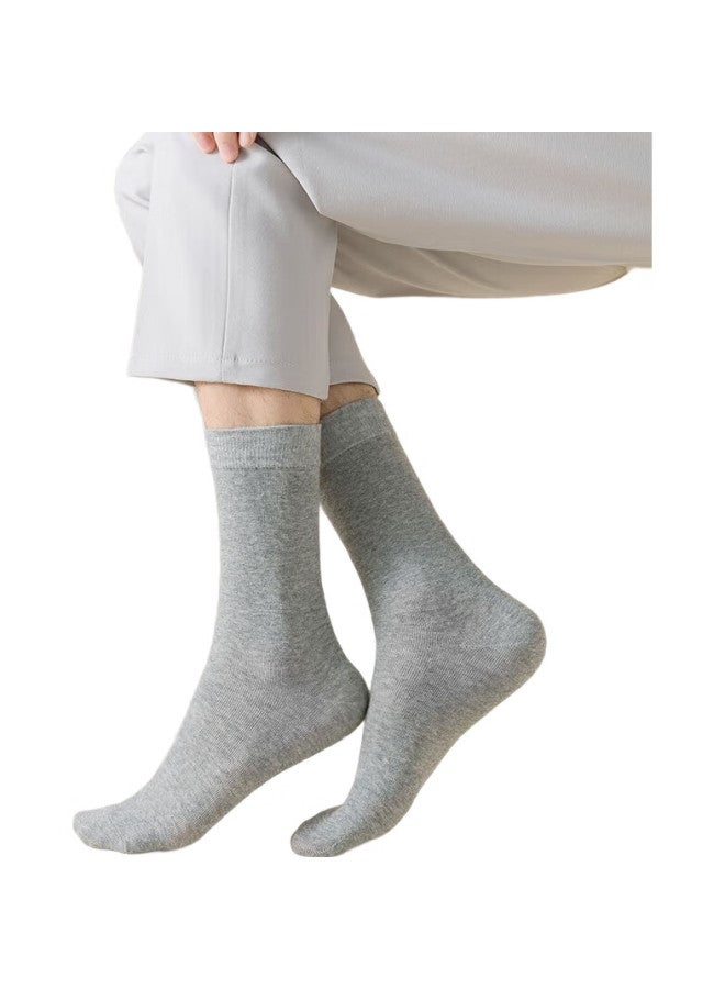 Cotton Thirteen Mianshisan Men'S Socks [100% Pure Cotton, Antibacterial, Odor-Resistant] Spring And Autumn Solid Color Calf-High Business Long Socks, 6 Pairs - Image 1