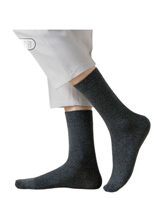 Cotton Thirteen Mianshisan Men'S Socks [100% Pure Cotton, Antibacterial, Odor-Resistant] Spring And Autumn Solid Color Calf-High Business Long Socks, 6 Pairs - Image 2