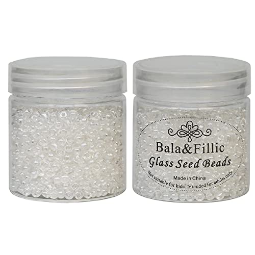 Bala&Fillic Crystal Pearl Color 4mm Glass Seed Beads About 1400pcs in Box 6/0 Glass Craft Seed Beads for Jewelry Making (Crystal Pearl) - Image 4