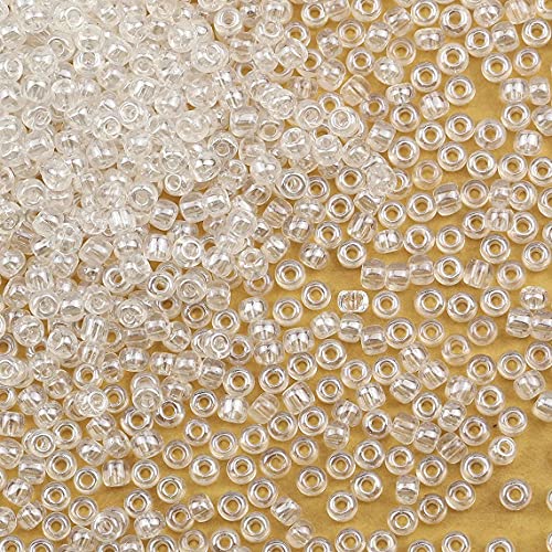 Bala&Fillic Crystal Pearl Color 4mm Glass Seed Beads About 1400pcs in Box 6/0 Glass Craft Seed Beads for Jewelry Making (Crystal Pearl) - Image 2