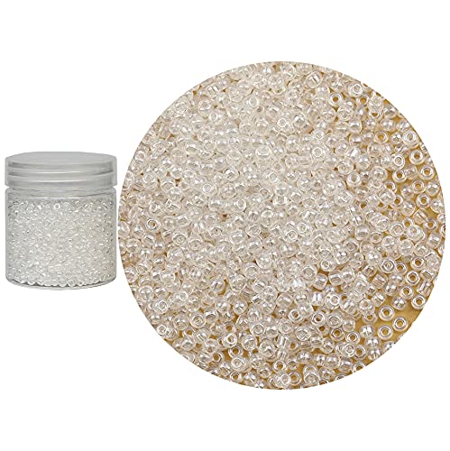 Bala&Fillic Crystal Pearl Color 4mm Glass Seed Beads About 1400pcs in Box 6/0 Glass Craft Seed Beads for Jewelry Making (Crystal Pearl) - Image 1