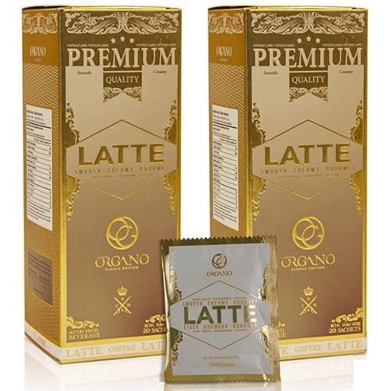 ORGANO 2 boxes Gourmet Cafe Latte, 100% Certified Ganoderma Lucidum (40 Sachets) - Image 1