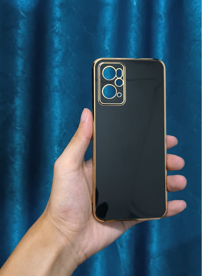 غطاء حماية أسود لهاتف realme 9i 4G، غطاء خلفي ناعم مطلي فاخر، حماية كاملة للكاميرا - Image 1