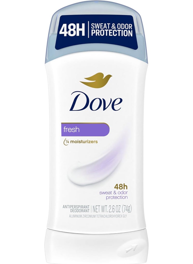 Dove Invisible Solid Antiperspirant Deodorant Stick for Women, Fresh, For All Day Underarm Sweat & Odor Protection (74g) - Image 1