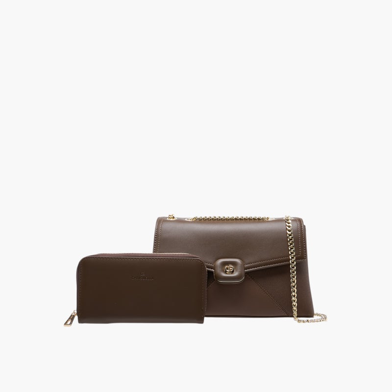 Brown Crossbody Bag with Wallet for Women