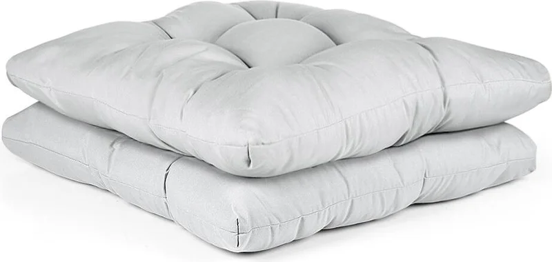 Bluenity 2-Piece Pouf Soft Chair Cushion 4 Quilted 42X42 cm Gray