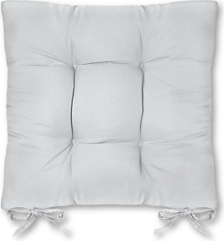 Bluenity 2-Piece Pouf Soft Chair Cushion 4 Quilted 42X42 cm Gray