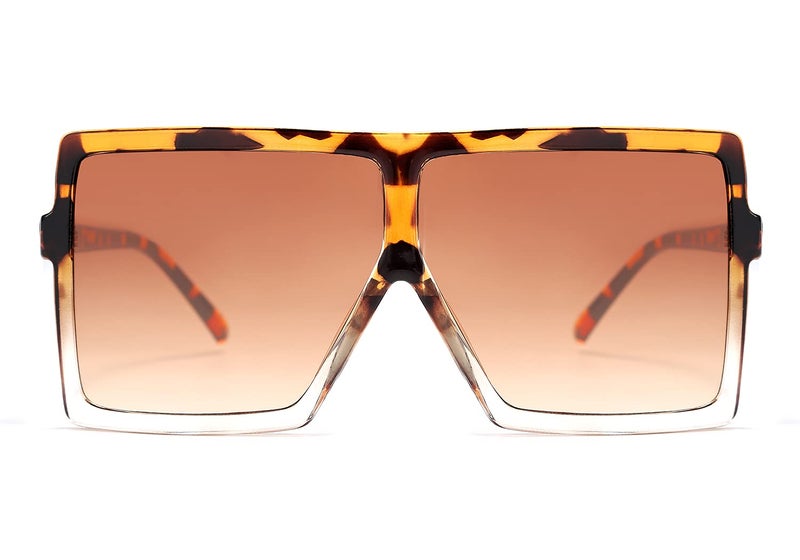 FEISEDY FEISEDY Women Square Oversized Sunglasses Flat Top Fashion Big Stylish Large Frame UV400 B2539,Leopard/Tea  - Image 1