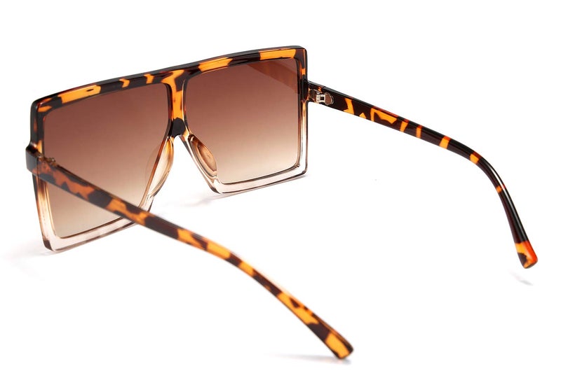 FEISEDY FEISEDY Women Square Oversized Sunglasses Flat Top Fashion Big Stylish Large Frame UV400 B2539,Leopard/Tea  - Image 3