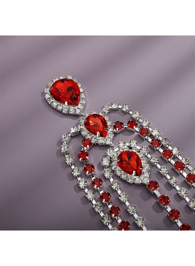 Rumtock Ruby Red Crystal Beads Forehead Chain Multi Layer Silver Hair Accessories for Women Girls Brides  - Image 5