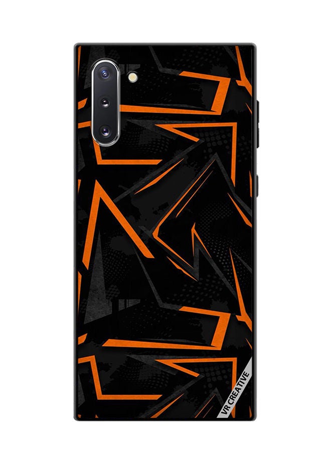 VR CREATIVE Protective Case Cover For Samsung Galaxy Note10 5G Black & Orange Pattern Design Multicolour - Image 1