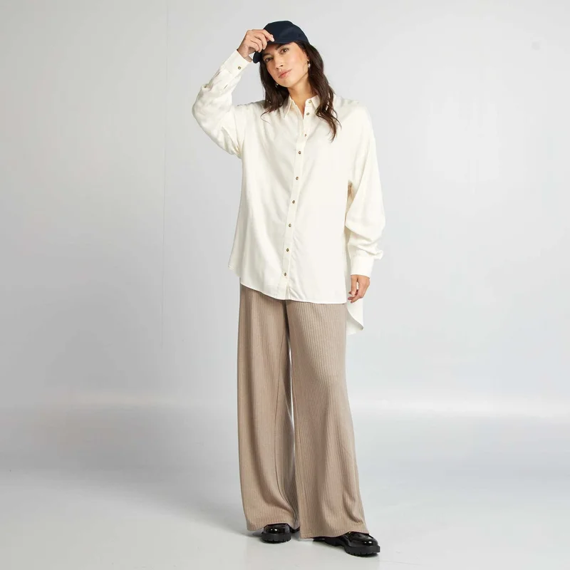 Kiabi Flowing Blouse With Longer Back Beige