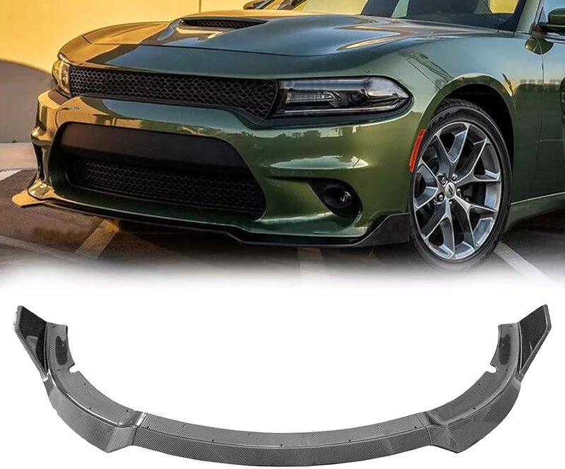 Collect Light Front Bumper Lip for 2015-2023 Dodge Charger SE RT SRT GT - Carbon Fiber - Image 1