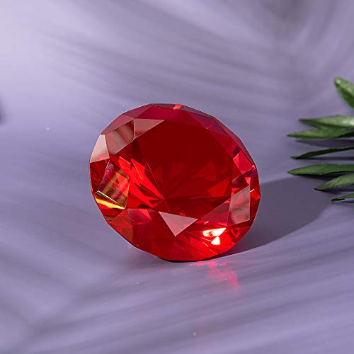 LONGWIN 80mm(3.1 inch) Crystal Diamond Paperweight Jewels Wedding Decorations Centerpieces (Red) - Image 2