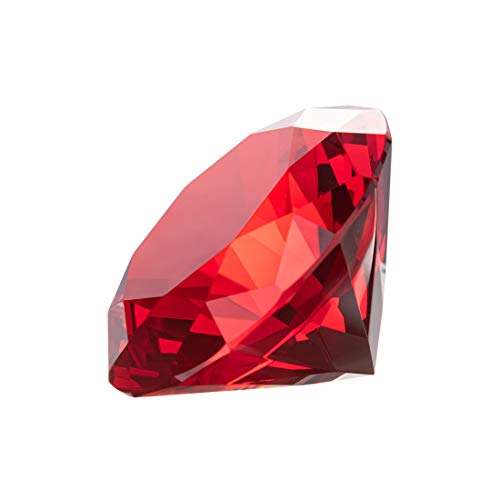 LONGWIN 80mm(3.1 inch) Crystal Diamond Paperweight Jewels Wedding Decorations Centerpieces (Red) - Image 1
