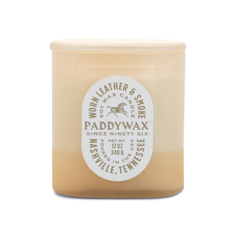 Paddywax Candles VS1004 Vista Collection Scented Candle 12Ounce Worn Leather  Smoke 12 Ounces