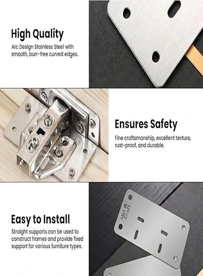 Met Craft Stainless Steel 304 Grade Cabinet Repair Plates with Pre-Punched Holes and Screws I Universal for All Auto Concealed Hinge I for Doors, Cabinets, Cupboard Door, Wardrobes (Silver,1 Set) - Image 5