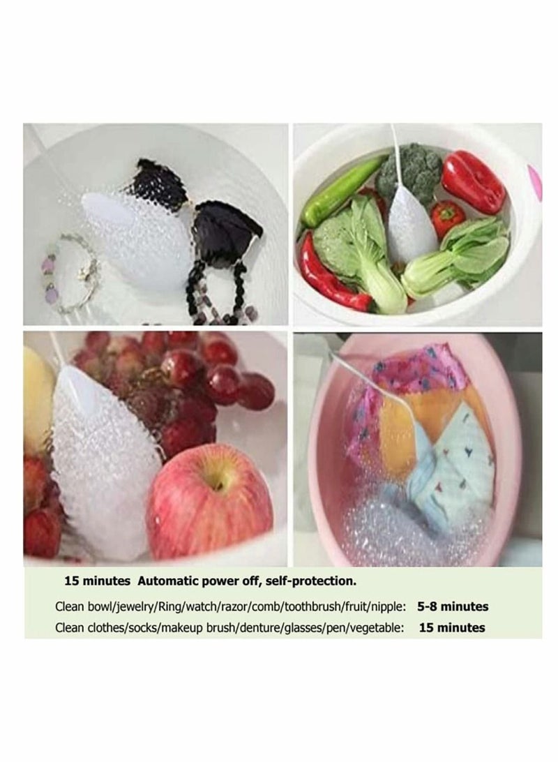 غسالة أطباق صغيرة  محمولة في الحوض مع إضافة منظف لتنظيف الخضروات والفواكه بالموجات فوق الصوتية (5 واط 2 فولت، أبيض) - Image 4