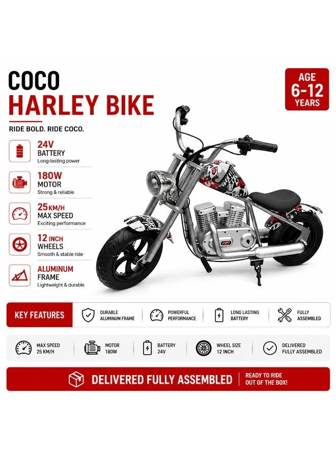 ROHAN WINGS Kids Coco Harley Electric Bike 24V 4.5Ah, 180W Motor, Ride-On Scooter with Stylish Design - Image 2