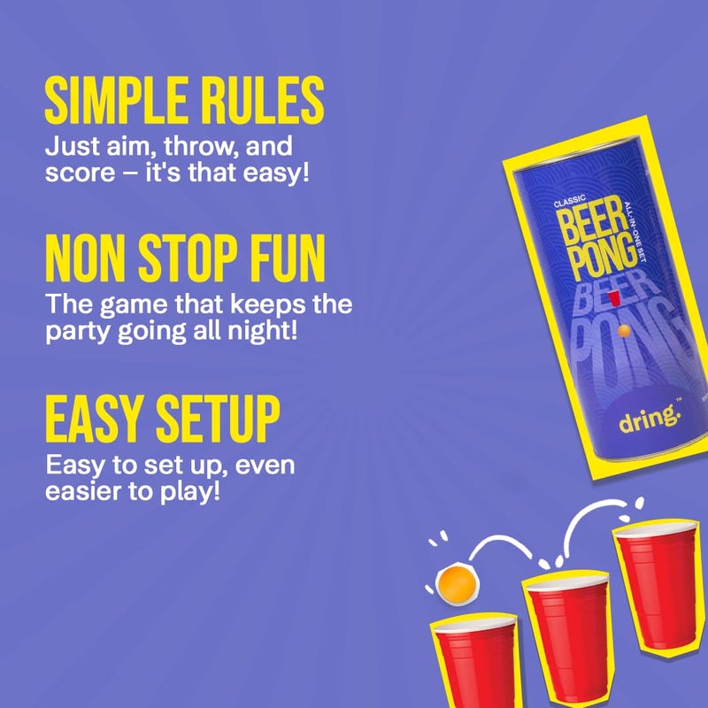 Dring Beer Pong 22 Glasses & 4 Balls - All in One Set | Party Drinking Game for Adults | Perfect for Birthday, Bachelor & Gifts for Friends - Image 4