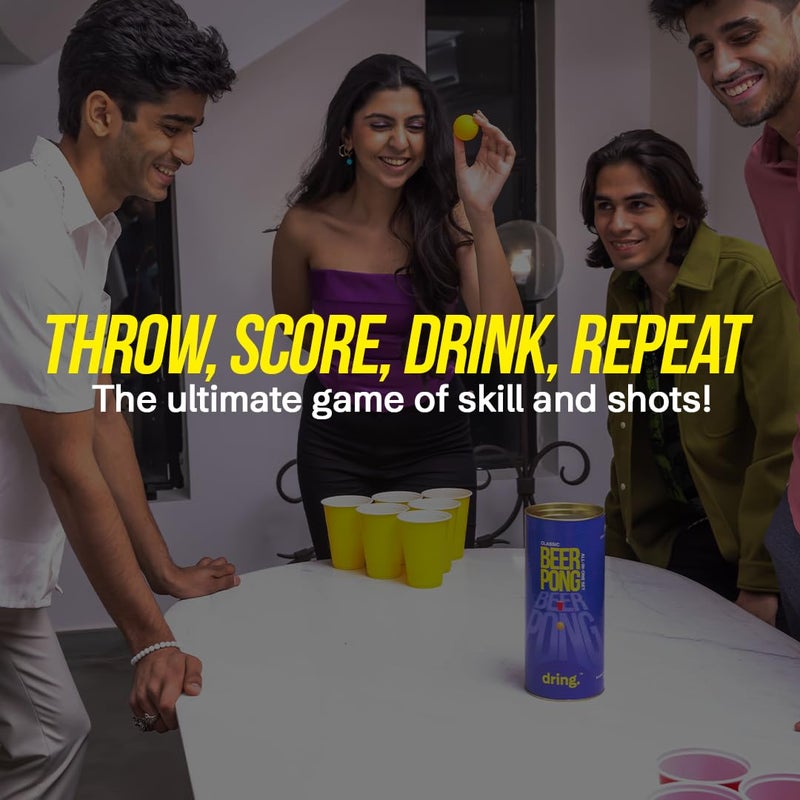 Dring Beer Pong 22 Glasses & 4 Balls - All in One Set | Party Drinking Game for Adults | Perfect for Birthday, Bachelor & Gifts for Friends - Image 2