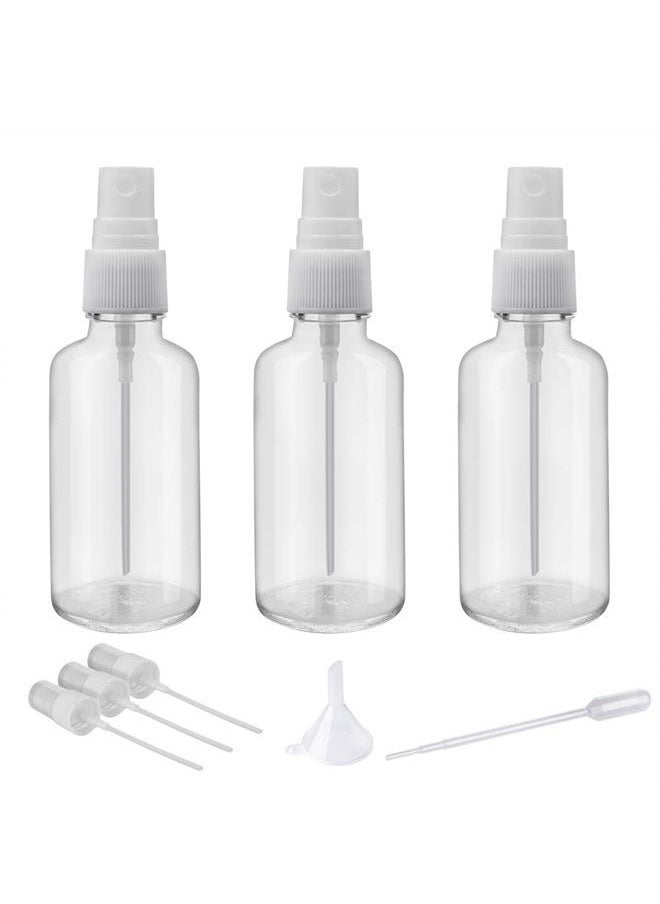 Hydior 2oz Clear Glass Spray Bottles for Essential Oils, Small Spray Bottle with Plastic Sprayer - Set of 3 