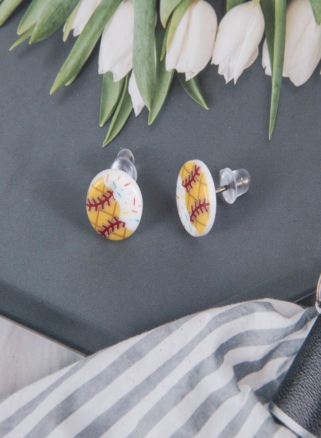 YLZZMDQSZ Ice Cream Baseball Studs Earrings, Sports Stud Earrings for Women,Baseball Earrings Studs,Sports Jewelry Gifts for,Baseball Lover,Lightweight acrylic material - Image 2