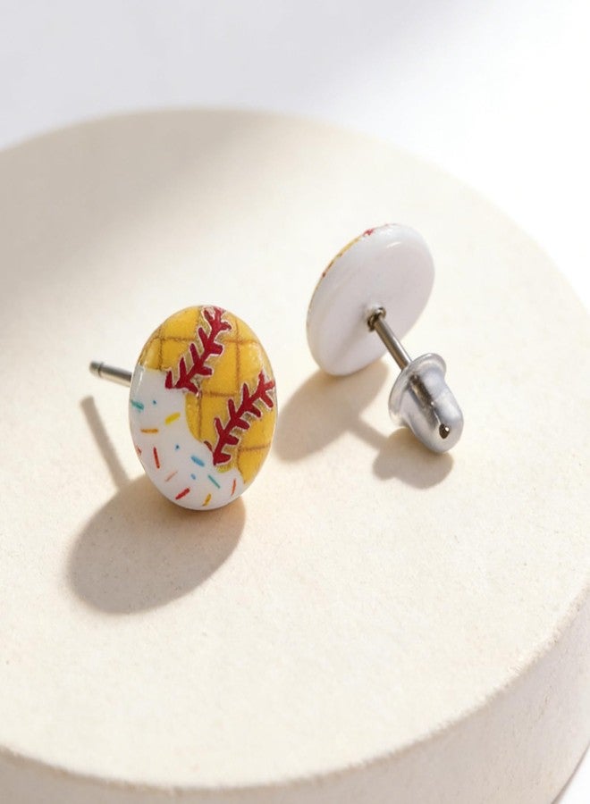 YLZZMDQSZ Ice Cream Baseball Studs Earrings, Sports Stud Earrings for Women,Baseball Earrings Studs,Sports Jewelry Gifts for,Baseball Lover,Lightweight acrylic material - Image 3